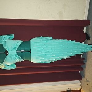 Elegant Teal Fringe Dress